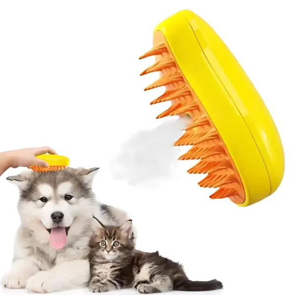 SteamPaws Electric Pet Grooming Brush - 3-in-1 Dog & Cat Hair Steamer and Massager